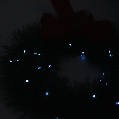 12-inch Holiday Wreath Decorated with Glowing LED Lights
