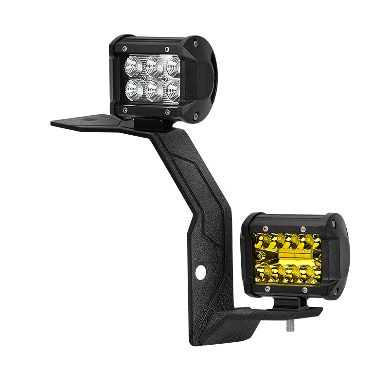Dual A-Pillar Light Mounting With White & Amber LED Lights Kit