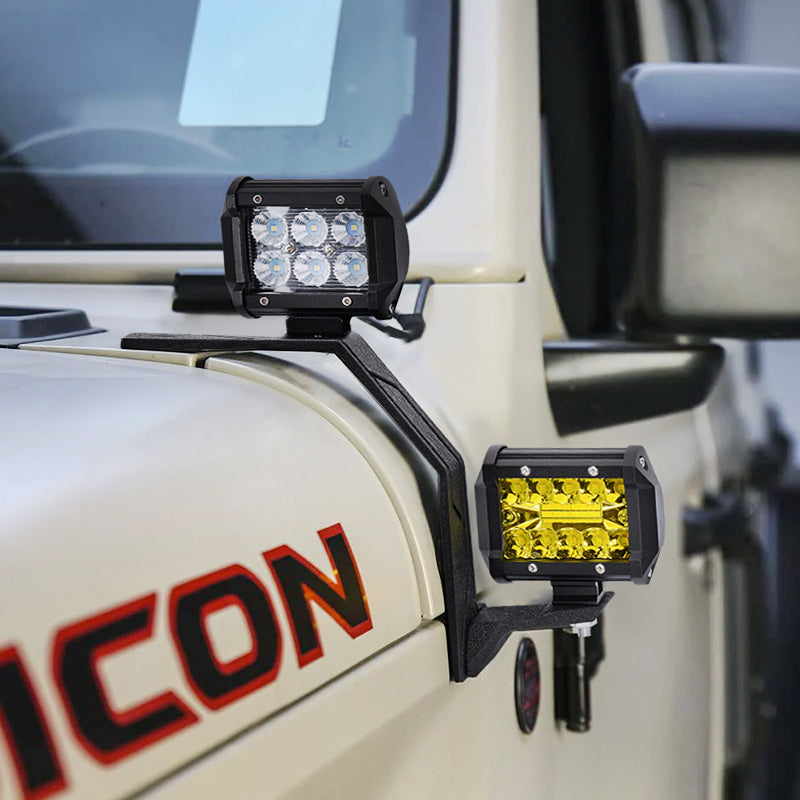 Dual A-Pillar Light Mounting With White & Amber LED Lights Kit