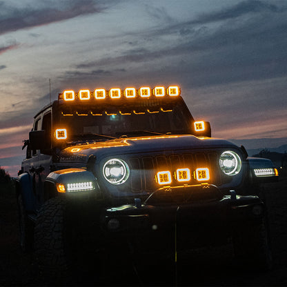 5 Inch LED Pod Lights White + Amber Dual-Mode for Jeep Wrangler JL/ Gladiator JT