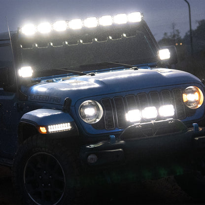 5 Inch LED Pod Lights White + Amber Dual-Mode for Jeep Wrangler JL/ Gladiator JT