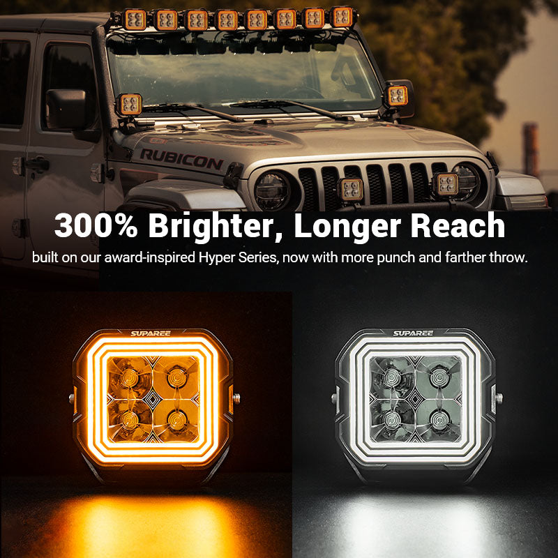 5-Inch LED Off-Road Lights White + Amber Dual-Mode for Jeep Wrangler JK/JL/JT