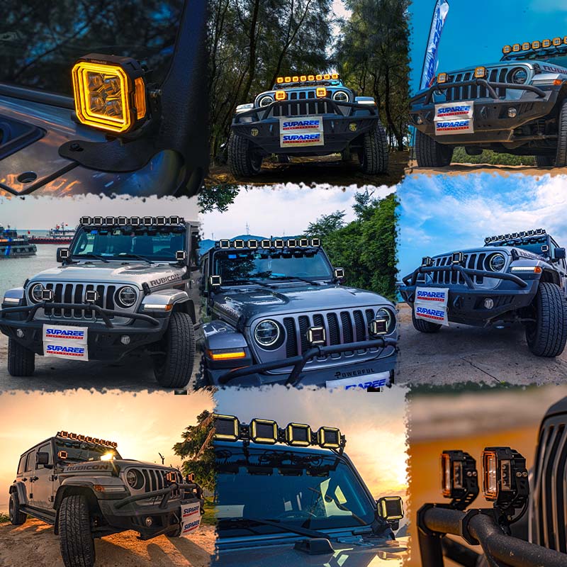 5-Inch LED Off-Road Lights White + Amber Dual-Mode for Jeep Wrangler JL/JT