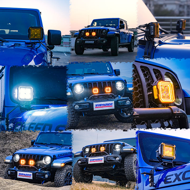 5-Inch LED Off-Road Lights White + Amber Dual-Mode for Jeep Wrangler JL/JT