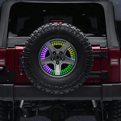 14" Dual Spare Tire RGB LED Brake Light for Jeep Wrangler 