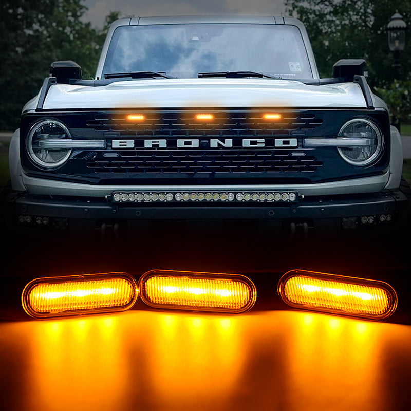 Amber LED Raptor Grille Lights Kit for 2021-Later Ford Bronco