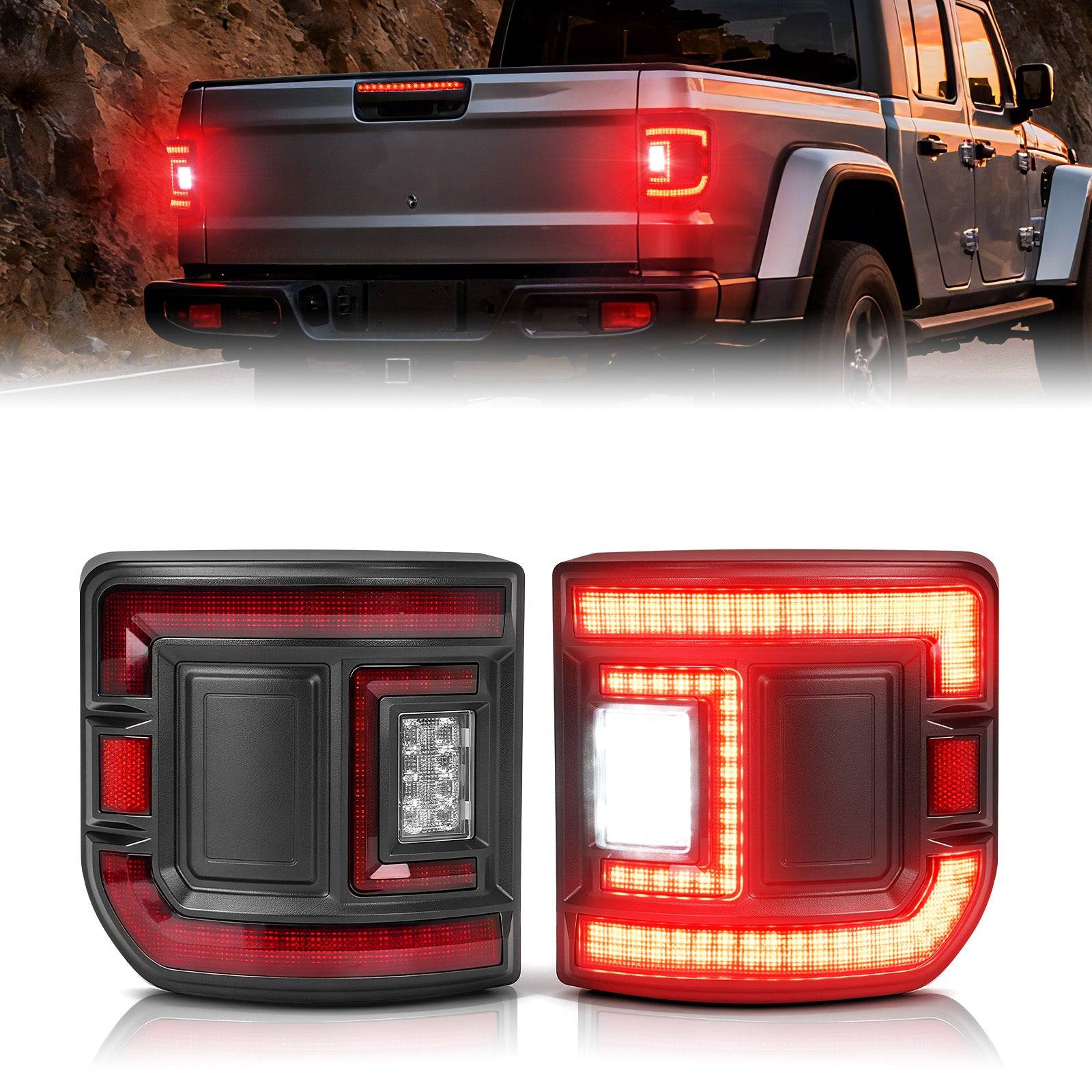 Flush Mount Jeep Gladiator JT LED Tail Lights with Smoke Lens