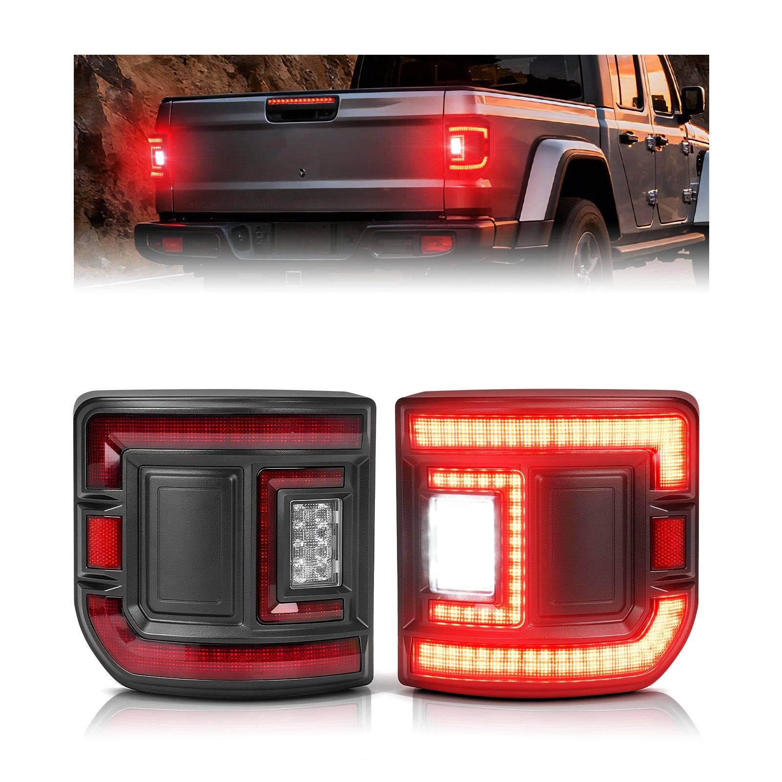 Flush Mount Jeep Gladiator JT LED Tail Lights with Smoke Lens
