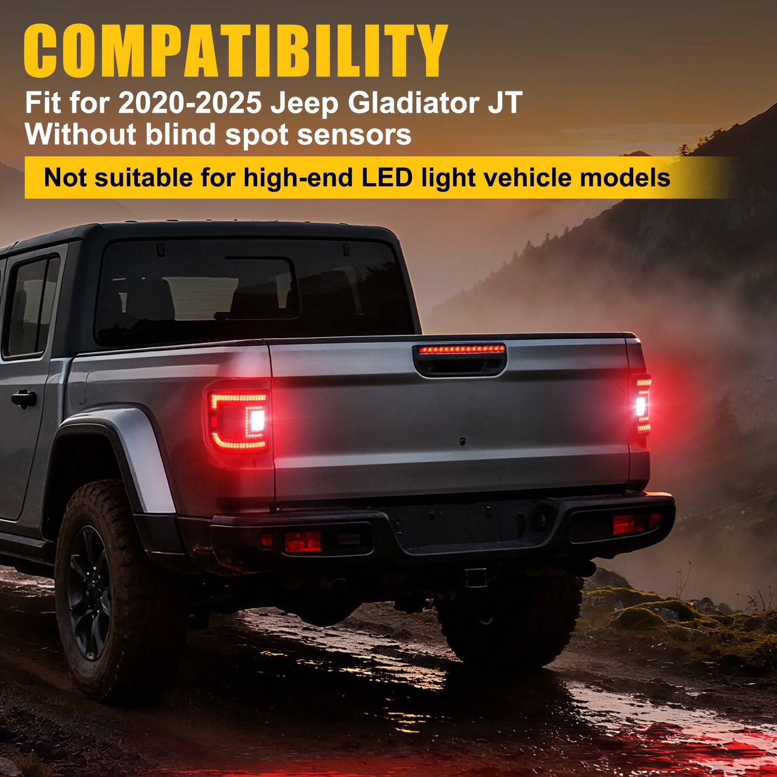 Flush Mount Jeep Gladiator JT LED Tail Lights with Smoke Lens