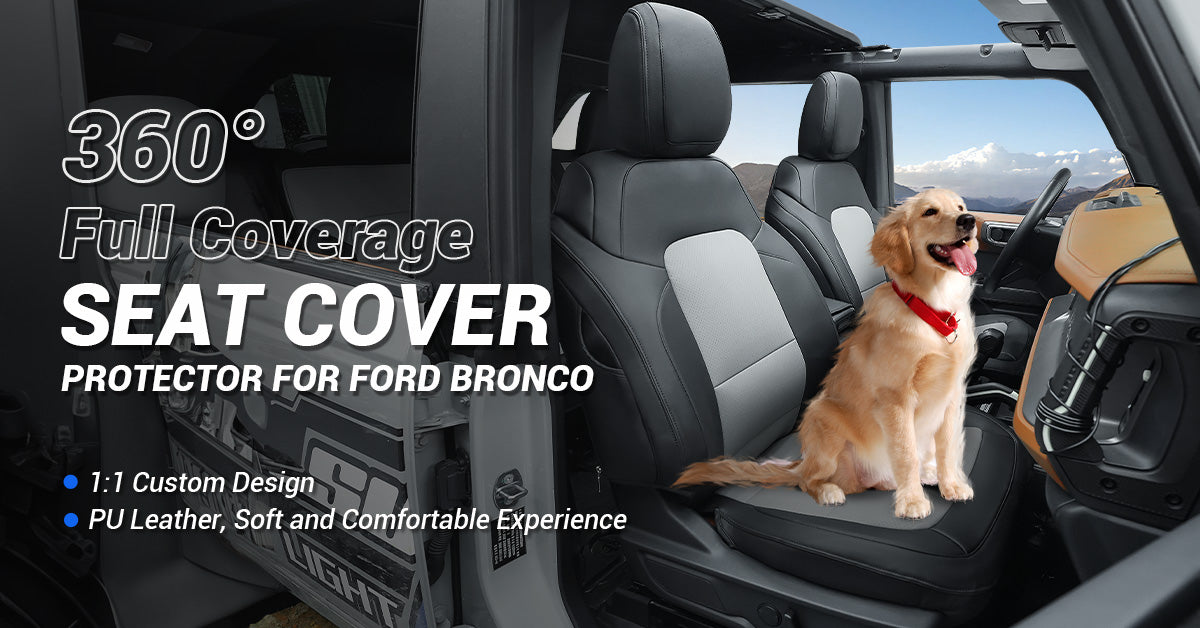 Bronco seat cover banner