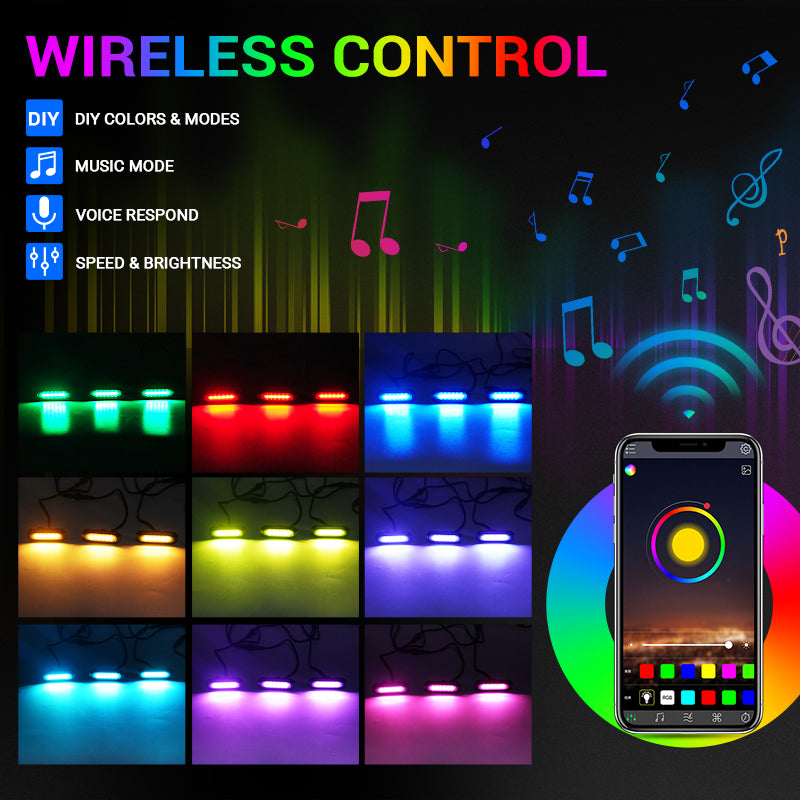 RGB+White Color Grille Lights Kit for 2021-2025 Ford Bronco