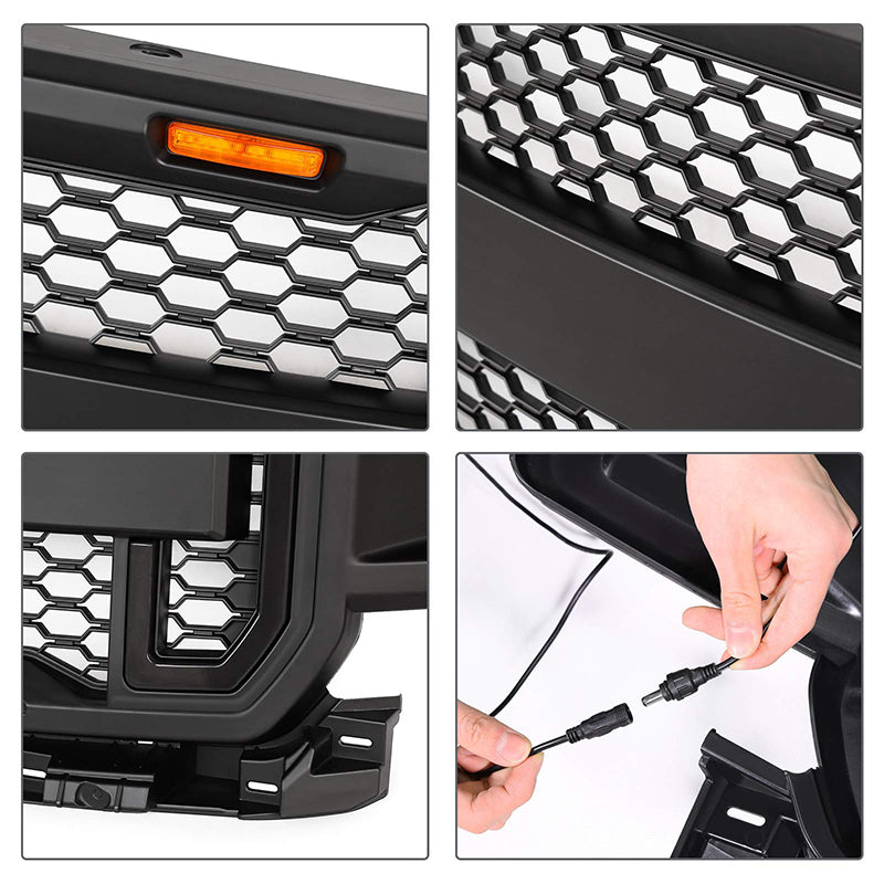 Front Grill with LED DRL & Turn Signal Lights & Raptor Lights Combo for Ford F150 2018-2020