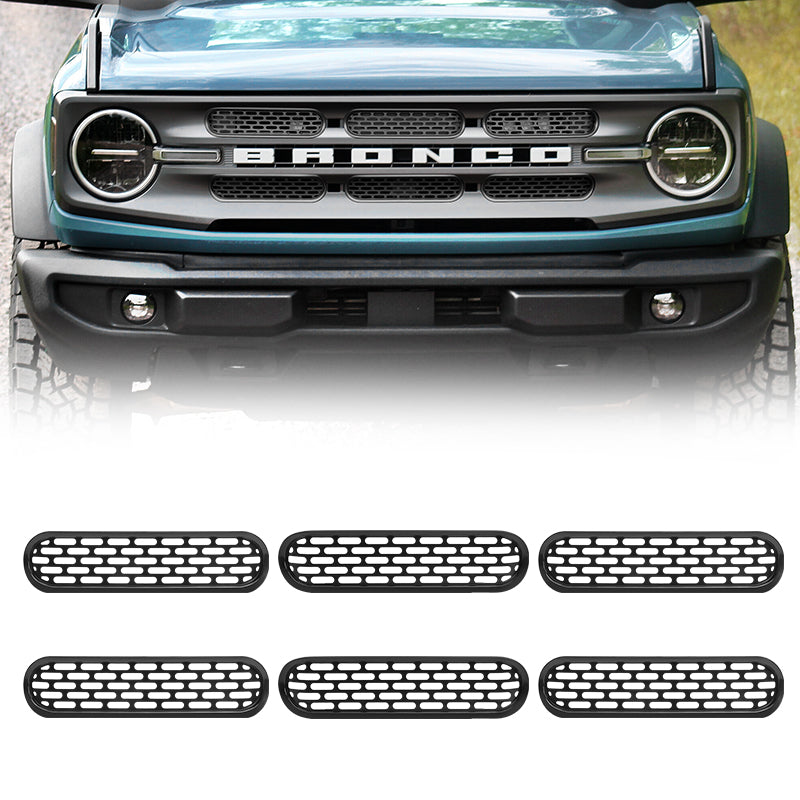 6Pcs Front Mesh Grille Insert for 2021Later Ford Bronco