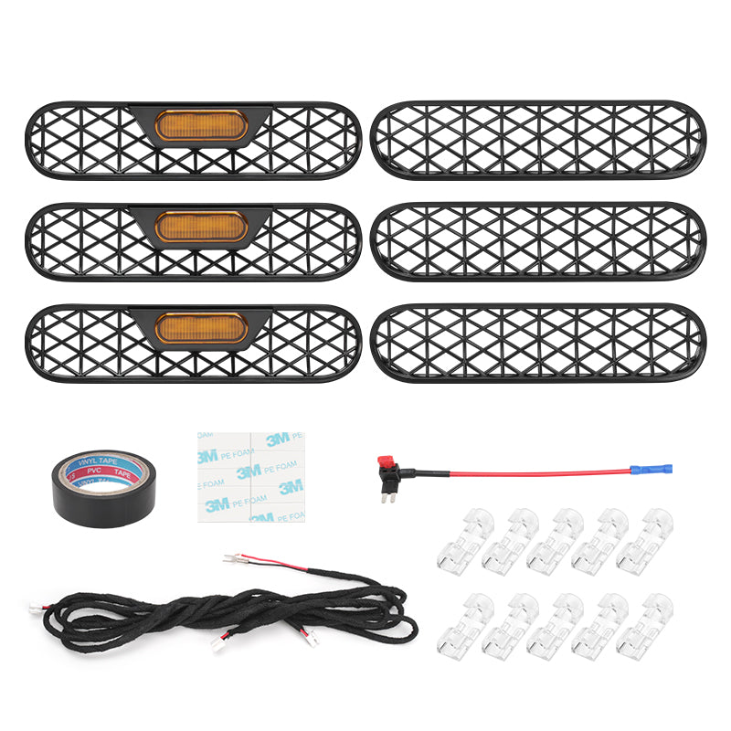 6Pcs Front Mesh Grille Insert with LED Lights for 2021-2024 Ford Bronco