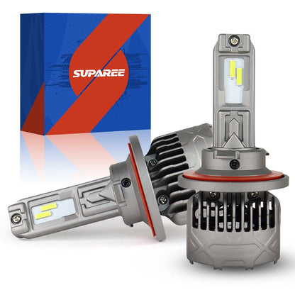 SP Pro Series 130W H13 13000LM 6000K LED Headlight Bulbs with dual-beam design and cooling fans, ideal for enhanced night driving visibility.