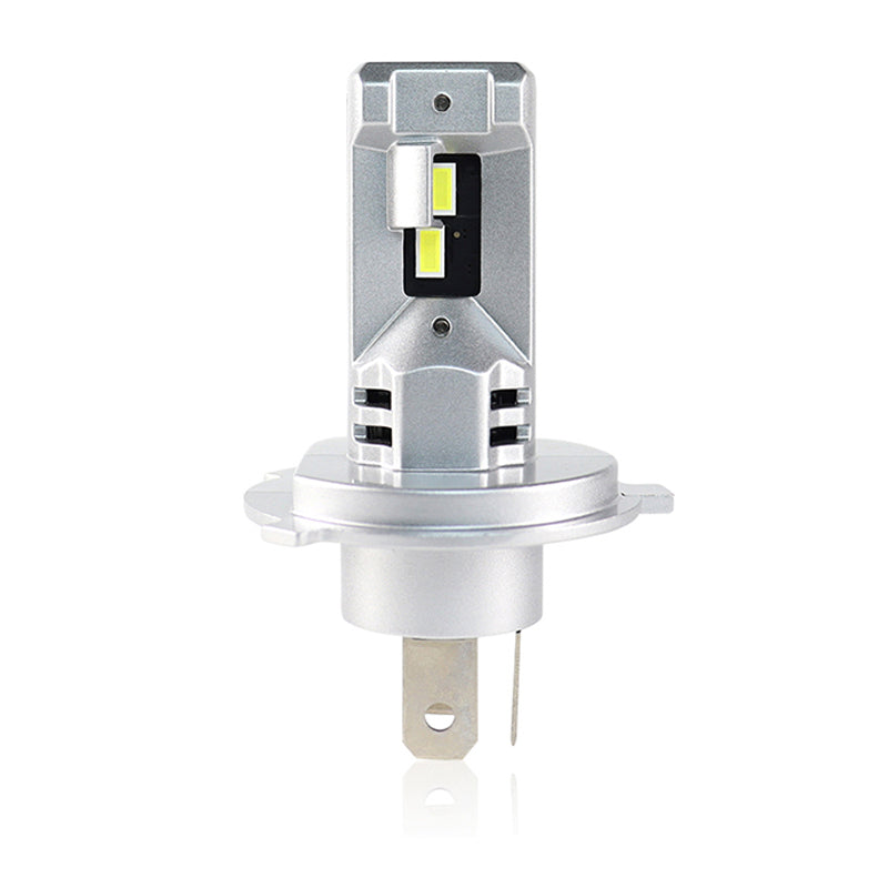 Single H4 LED Headlight Bulb with Fan 60W 12000 Lumens Cool White, highlighting high-lumen output and plug-and-play installation base.