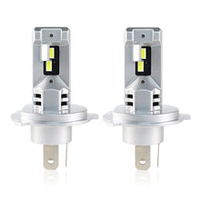 Pair of H4/9003 LED Headlight Bulbs 40W 10000 Lumens featuring compact design and dual LED chips for easy installation in automotive headlights.