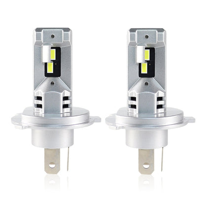Pair of H4/9003 LED Headlight Bulbs 40W 10000 Lumens featuring compact design and dual LED chips for easy installation in automotive headlights.
