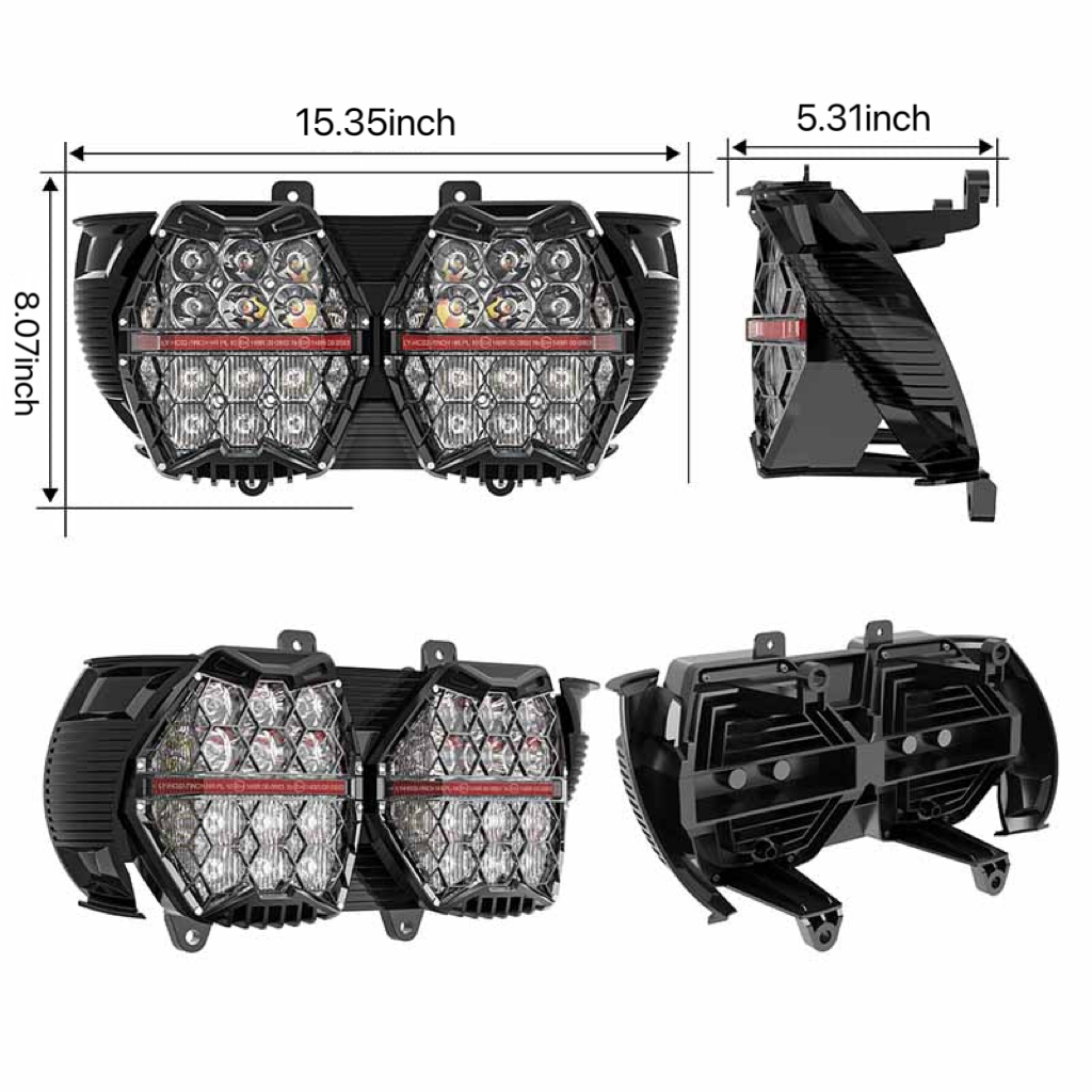 The size of Harley double honeycomb headlights
