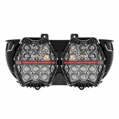 The front of Harley's double honeycomb headlights