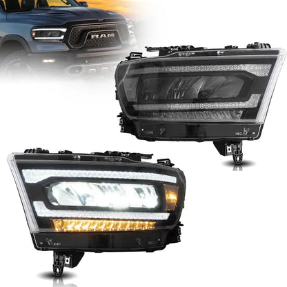 Dodge Ram 1500 DT LED Reflector Headlights with Sequential Turn Signals