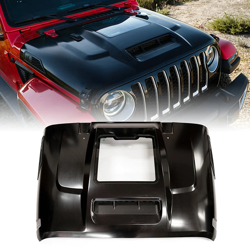 Jeep gladiator hood with functional heat extractor