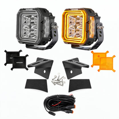 Suparee Hyper5 LED Pod Lights White + Amber Dual-Mode for Jeep Wrangler JK / JL / Gladiator JT