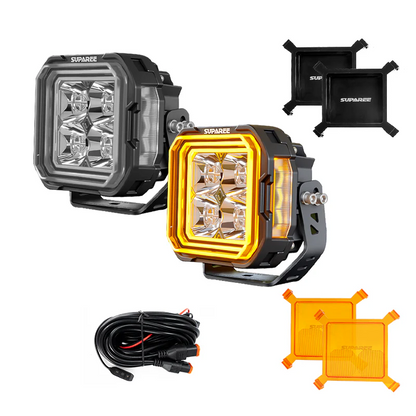 5 Inch LED Pod Lights White + Amber Dual-Mode for Jeep Wrangler JL/ Gladiator JT