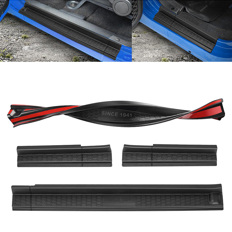 Black Rubber Door Sill Guards Kit for 2007-2018 Jeep Wrangler JK