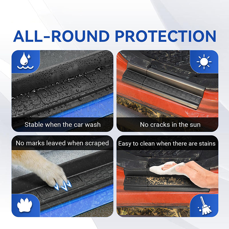 Black Rubber Door Sill Guards Kit for 2007-2018 Jeep Wrangler JK