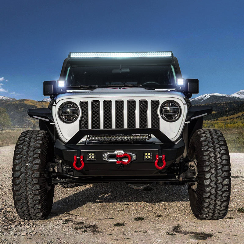 Jeep Wrangler JK 52 Inch LED Light Bar + 2 Work Lights kit