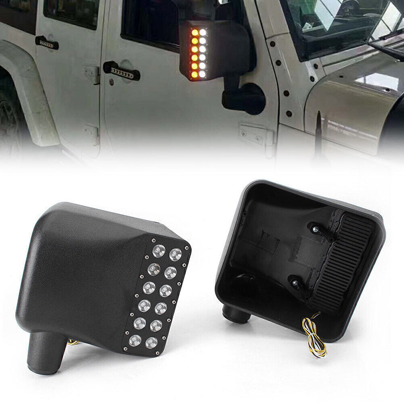 Smoke Lens LED Side Mirror with White Spot Lights and Amber Turn Signal Lights