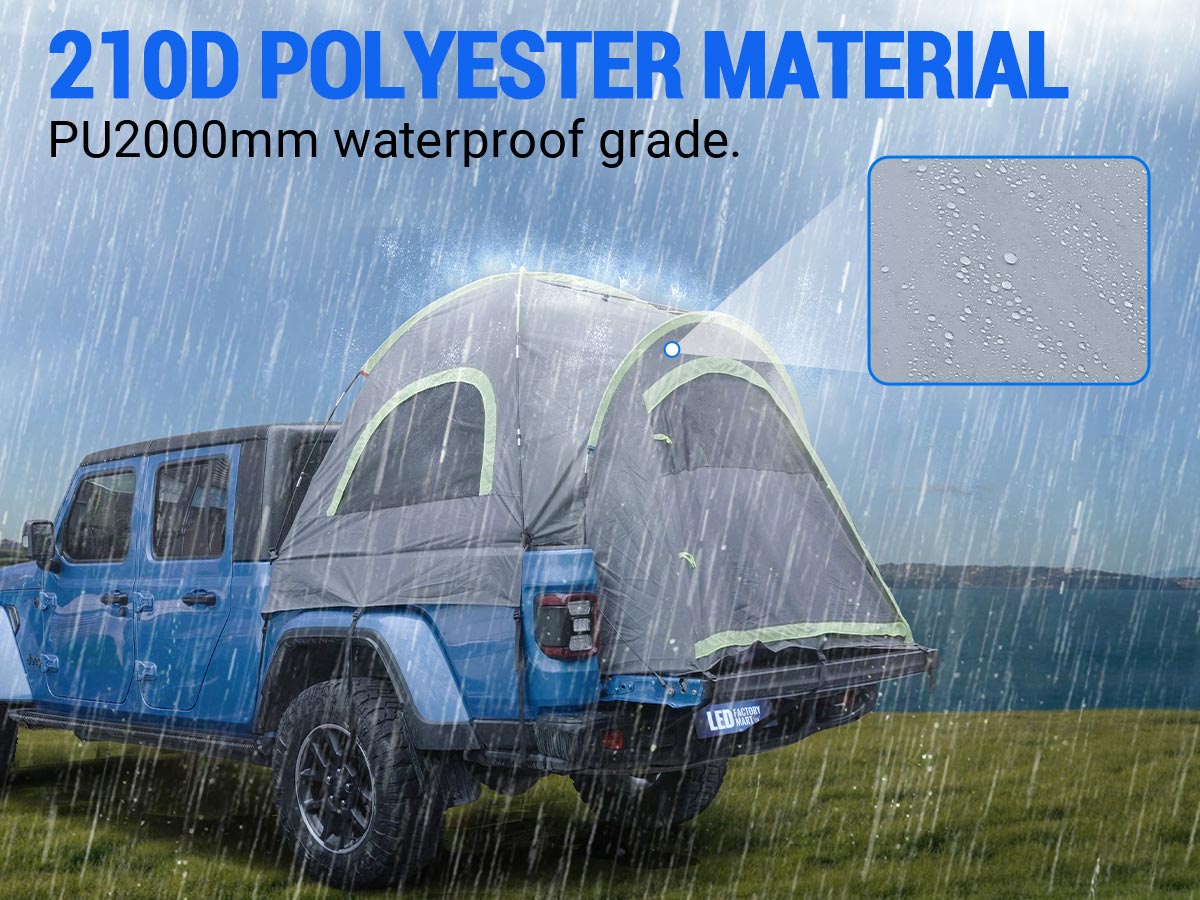 Waterproof 210D Gray Green Truck Bed Tent for Jeep Gladiator JT