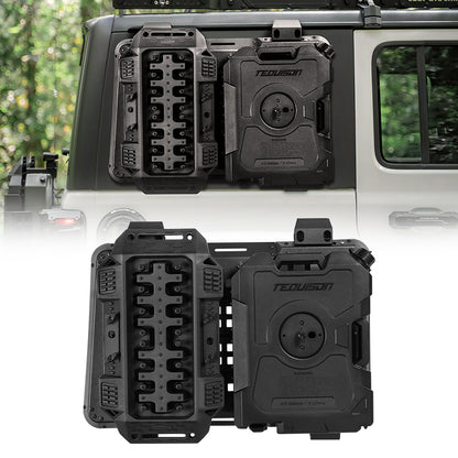 Rear Window Molle Panel with Fuel Tanks & Traction Boards for Jeep Wrangler JL 4 Door — Organized Off-Road Gear Storage