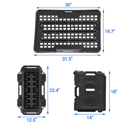 Rear Window Molle Panel with Fuel Tanks & Traction Boards for Jeep Wrangler JL 4 Door — Organized Off-Road Gear Storage