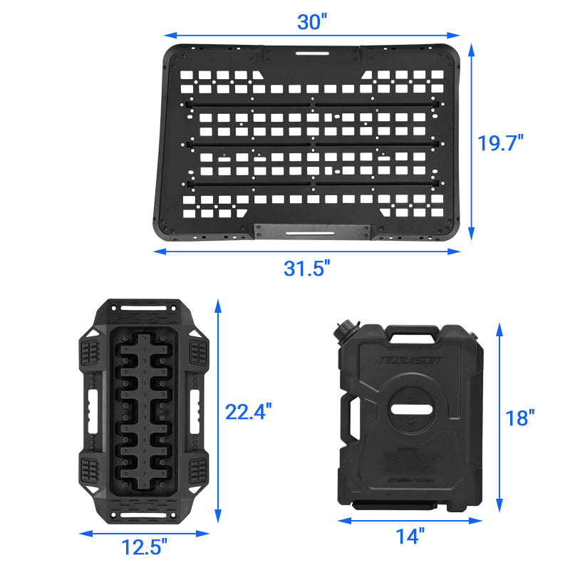 All-in-one Rear Window Molle Panel with Fuel Tanks & Traction Boards for Jeep Wrangler JL 4 Door