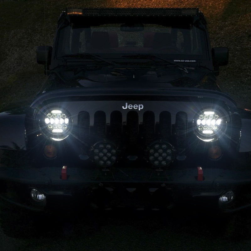 Black Warrior Cree LED Jeep Wrangler Headlights for JK CJ TJ 1997–2018