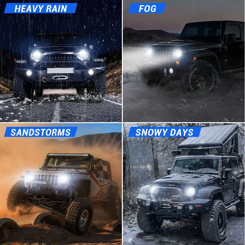 Black Warrior Cree LED Jeep Wrangler Headlights for JK CJ TJ 1997–2018