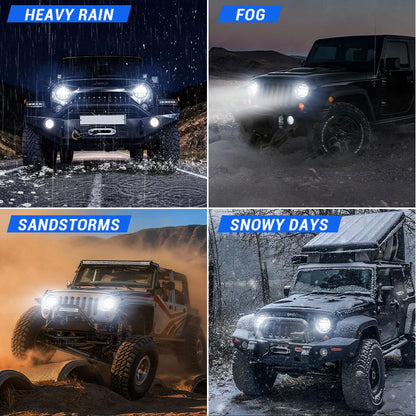 Black Warrior Cree LED Jeep Wrangler Headlights for JK CJ TJ 1997–2018