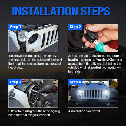 Black Warrior Cree LED Jeep Wrangler Headlights for JK CJ TJ 1997–2018