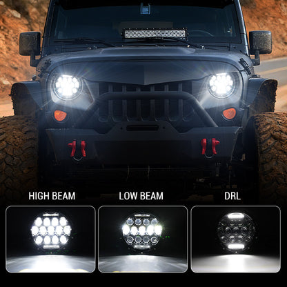 Black Warrior Cree LED Jeep Wrangler Headlights for JK CJ TJ 1997–2018