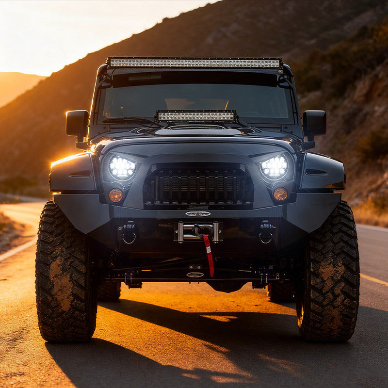 Black Warrior Cree LED Jeep Wrangler Headlights for JK CJ TJ 1997–2018