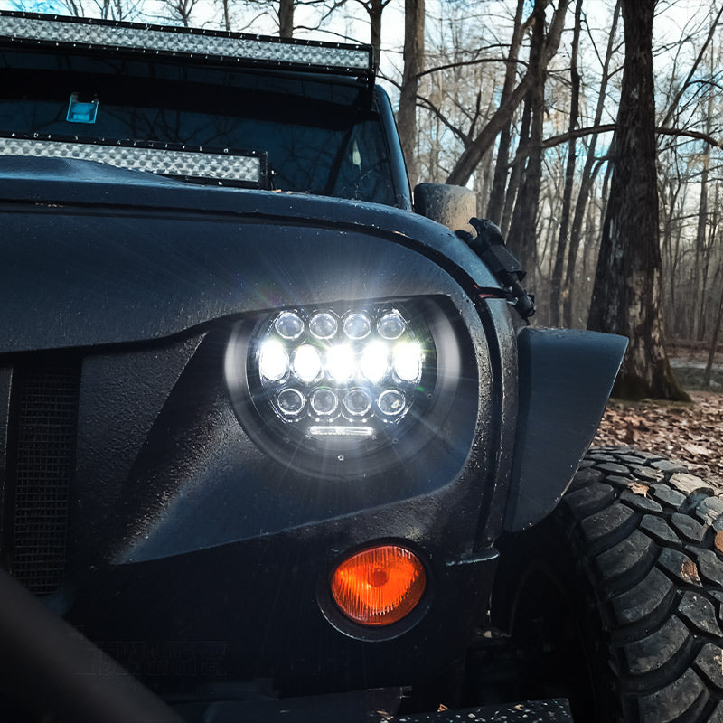 Black Warrior Cree LED Jeep Wrangler Headlights for JK CJ TJ 1997–2018