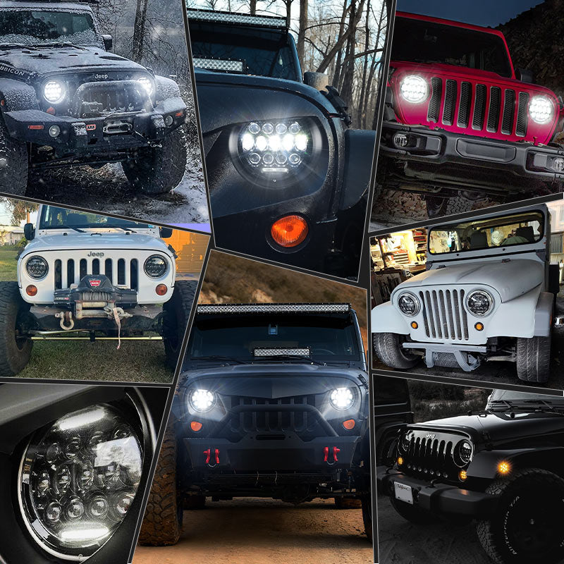 Black Warrior Cree LED Jeep Wrangler Headlights for JK CJ TJ 1997–2018