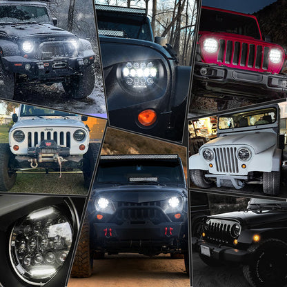 Black Warrior Cree LED Jeep Wrangler Headlights for JK CJ TJ 1997–2018