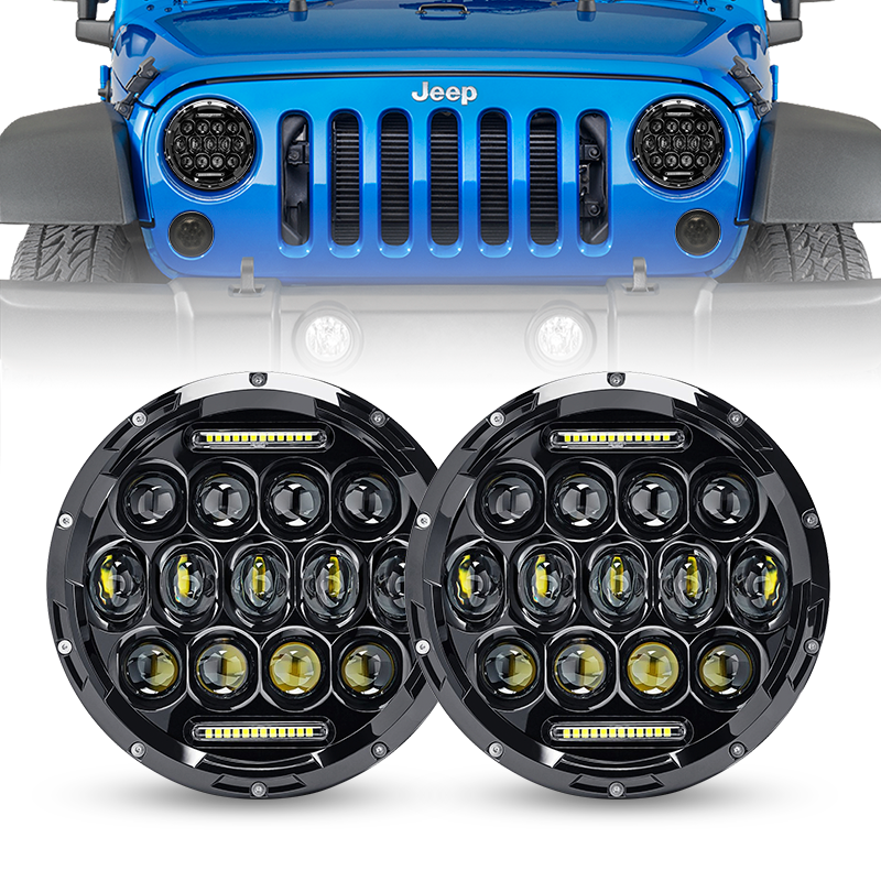 Jeep Black LED Headlights in a Wrangler JK