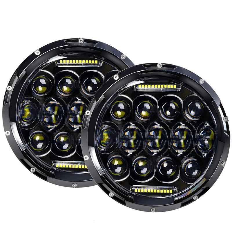 2 Pcs Jeep Black LED Headlights