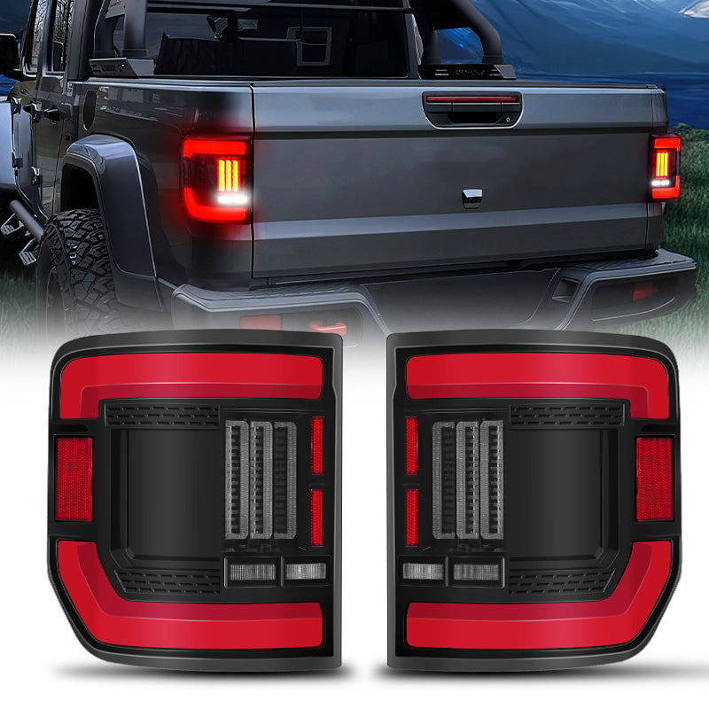 Flush Mount LED Tail Lights with Blind Spot Sensor Compatibility for Jeep Gladiator JT — Bright, Durable & Easy Install