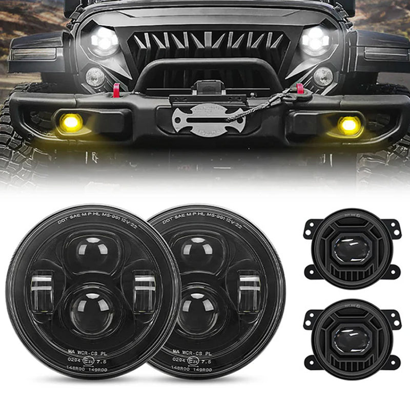 JK LED headlights and fog lights combo