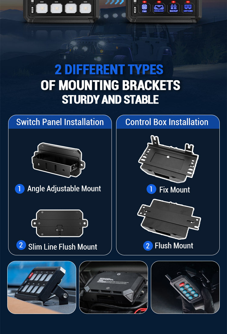 4 Control Modes Universal 8 Gang RGB Switch Panel for Off-Road & Jeep mobile banner